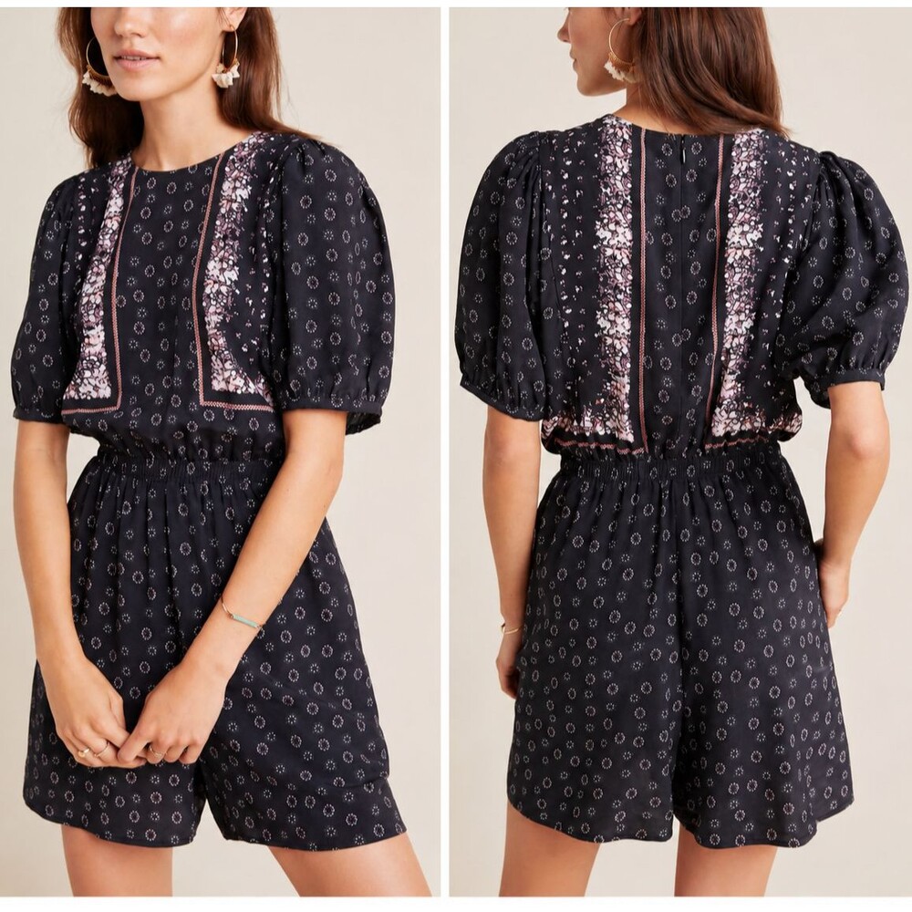 Anthropologie Dolan Left Coast Sandy Printed Short Romper w Pockets XS